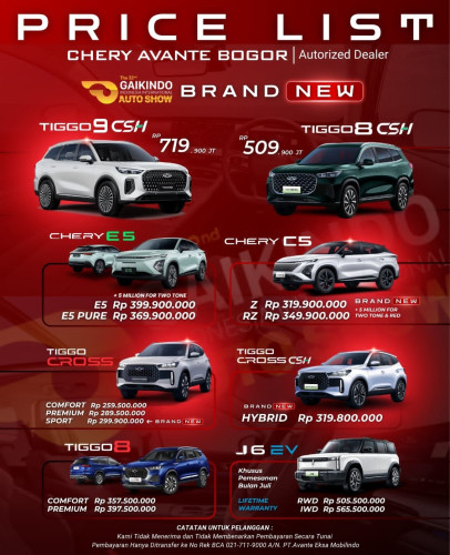 Pricelist Harga Chery kabupatenbandungbarat 2025